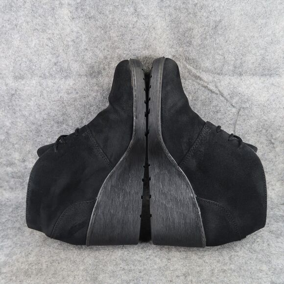 Clarks Shoes Women 7.5 Bootie Wedge Fashion Comfort Leather Classic Chukka Black - Picture 9 of 13